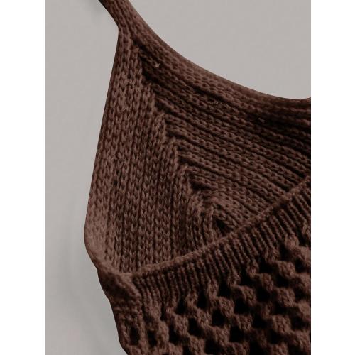 Verdusa Women's Halter Tops Boho Summer Crochet Shell Appliques Cami Shirts Tie Back Knit Crop Top.  Size small