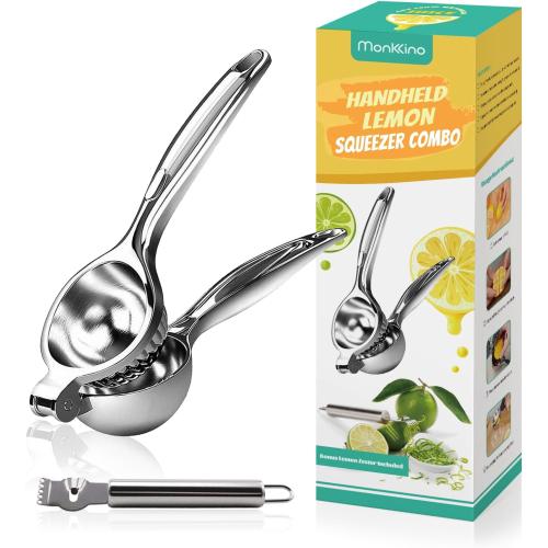 Lemon Squeezer, Lemon Squeezer Juicer, Citrus Juicer Handheld, Metal Lemon Hand Press, Lime Squeezer Bar Tool, Manual Citrus Press w/Stainless Steel Zester