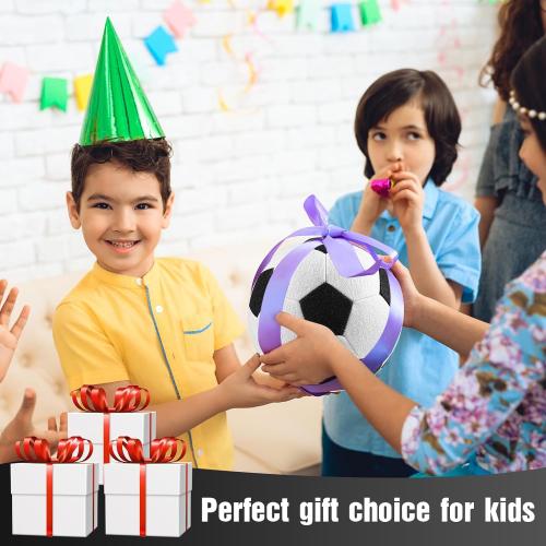 Libima 2 Pcs Soft Indoor Soccer Ball with Pump Felt Official Size 4 Soccer Ball Christmas Sport Fun Gifts for Silent Dribble Training Home Outdoor Yard