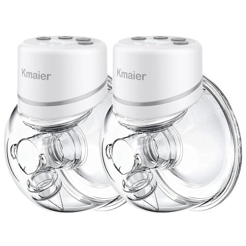 Hands Free Breast Pump, Wearable Breast Pump, Portable Breast Pumps with 4 Modes & 12 Levels, Low-Noise and Painless, LED Electronic Display, 24mm Flange, 2 Pack