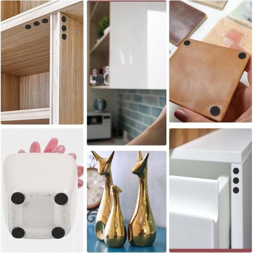 300 Pcs Mini Foam Felt Pads, Self Stick Pads Furniture Felt Pad Round 0.39 Inches Diameter Self Adhesive Cabinet Cushion Dots for Cabinet Doors Furniture Desks Floor Drawers Black