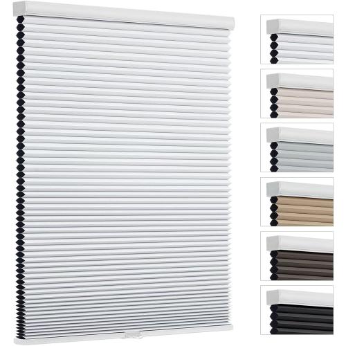 Changshade Honeycomb Shades Cordless for Indoor Windows, Cellular Blinds Blackout Shade for Bedroom Bathroom Heat Blocking Thermal Insulated 1.5 Inch Accordion Window Pleated Shades, 44 Wx72H, White