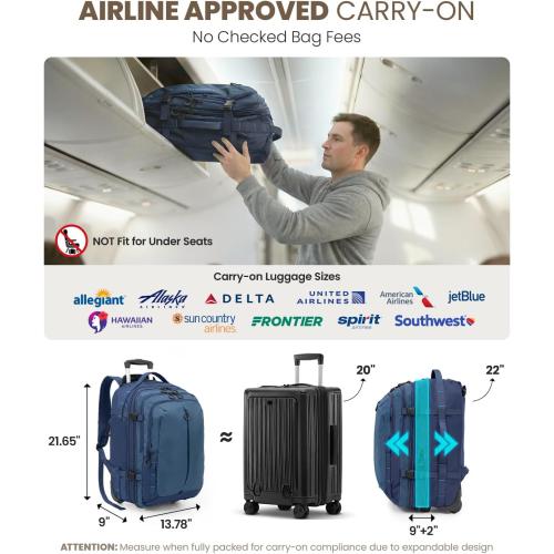 Fanwoli Rolling Vacuum Backpack Travel with One-Button Compression, 55L Expandable, Water Resistant Carry-On Suitcase Luggage, Ideal for Outdoor/Family/Trips‼️light dirt‼️