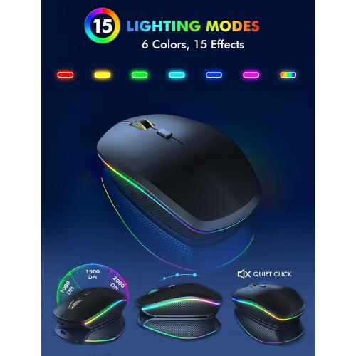 Wireless Keyboard - RGB Backlit, Rechargeable & Light Up Letters, Full-Size, Ergonomic Tilt Angle, Sleep Mode, 2.4GHz Quiet Keyboard for Mac, Windows, Laptop, PC - missing mouse