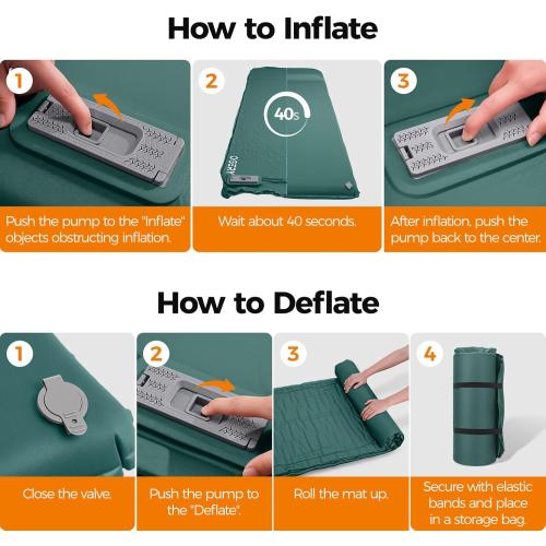 OGERY Self Inflating Sleeping Pad with Electric Pump, 3.15 Ultra-Thick Memory Foam Camping Pad, 4 Season Camping Mattress Pad with Built-in Pillow, Camping Essentials Gear for Tent Travel Car