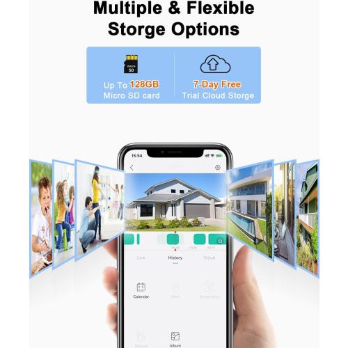 ANRAN Security Camera Outdoor with Pan Rotation 180° Feature, 1080P WiFi Outdoor Security Cameras for Home, IP65 Waterproof, Plug-in Power, 2.4G WiFi, SD and Cloud Storage, B4 White