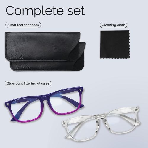 livho Blue Light Blocking Glasses, Computer Reading/Gaming/TV/Phones Glasses for Women Men,Anti Eyestrain & UV Glare