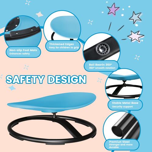 Pterying 21 L × 19 W Large Size Spinning Chair for Autistic Kids, Autism Sensory Products, Sensory Toys Gifts for Kids with Autism & ADHD, Outdoor/Indoor Toys for Kids Ages 4-8, Azure Rounded Shape