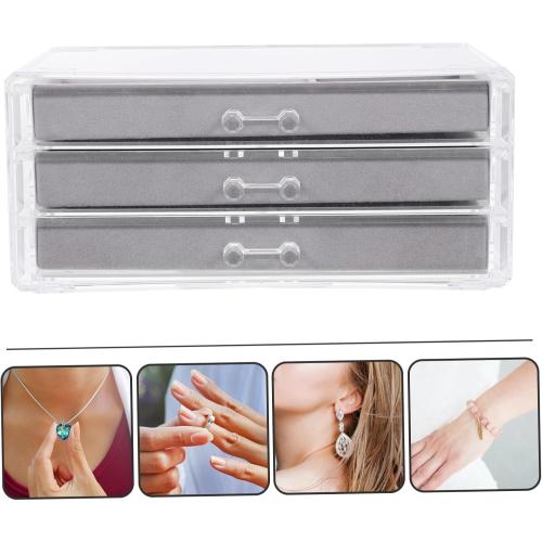 Jewelry Boxes Drawer Acrylic Trinket Organizer Lightweight Jewelry Storage for Home Shop Travel