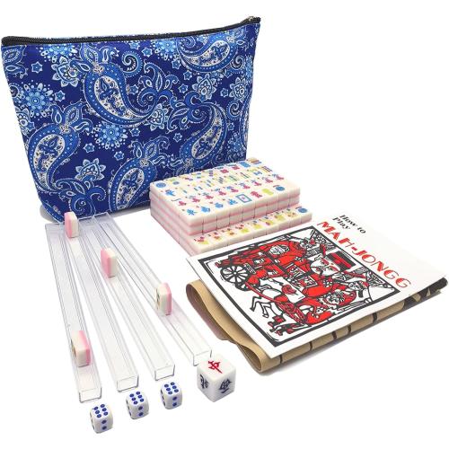 American Mini Mahjong Set 166 Mahjong Tiles 0.9-inch American Mahjong Game Pink Set Thickened Mah-Jongg Tiles Bag Mahjong Tile Set