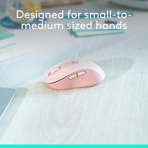 Logitech Wireless Mouse Signature M650- Small Hands, 2-Year Battery, Silent Clicks, Customizable Buttons, Bluetooth, PC/Mac/Chromebook - Rose, Right-Handed, Small-Medium