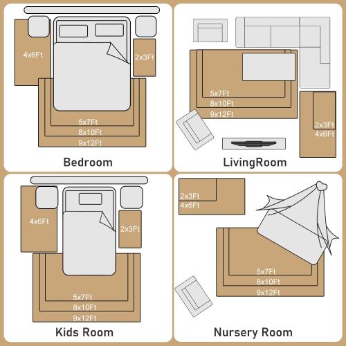 Rezutan Fluffy Rug for Living Room Bedroom,Soft Large Comfy Modern Shaggy Fuzzy Kids Rug for Living Room, Plush Indoor Nursery classroo Home Decor Bedside with Non-Slip Bottom,Camel, 8X10 Feet