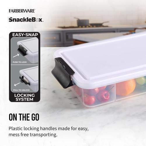 Farberware Small Build-a-Board Snacklebox with Locking Plastic Cutting Board Lid, Portable Charcuterie Storage with 7 Compartments