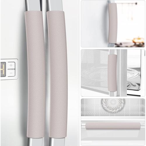 Refrigerator Handle Covers, 5PCS, Leather Kitchen Appliance Handle Covers, Keep Your Fridge Microwave Oven Stove Dishwasher Clean, Save Your Time, Trimmable and One Size Fits All (Light Grey)