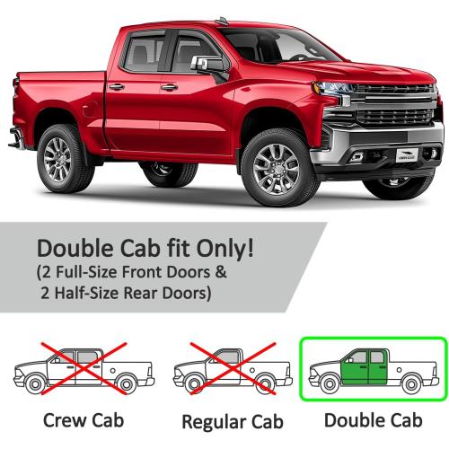 Voron Glass in-Channel Extra Durable Rain Guards for Trucks Chevrolet (Chevy) Silverado/GMC Sierra 1500 2019-2026 Double Cab, Window Deflectors, Vent Window Visors, 4 Pieces - 230091