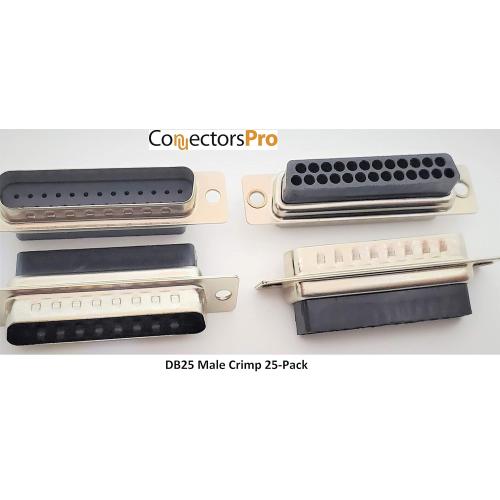 PC Accessories - Connectors Pro DB25 Male D-Sub Crimp Type Connector, 25 Pcs PK No Pins