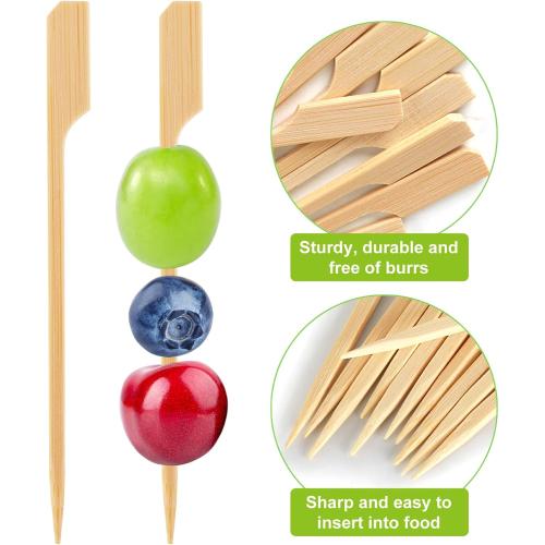Cocktail Picks Bamboo Skewers for Appetizers, FATLODA Paddle Wooden Skewers, Fancy Flat Toothpicks for Appetizers, 4.7 IN Bamboo Sticks for Party Sandwich Fruit Charcuterie Boards Accessories