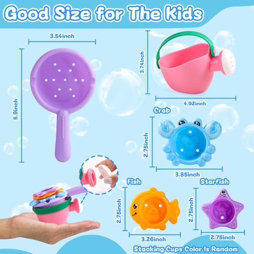 Fajiabao Baby Bath Toys for Kids Ages 1-3 Toddler Bath Toys Mold Free for 2-4 Bathtub Sand Beach Pool Water Toys for 1  Year Old Girl Gifts 5 PCS (Color Random)