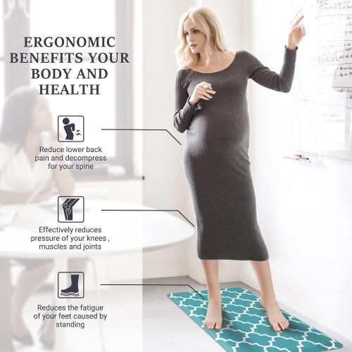 WISELIFE Kitchen Mat Cushioned Anti-Fatigue Kitchen Rug ,Non Slip Waterproof Kitchen Mats and Rugs Heavy Duty PVC Ergonomic Comfort Mat for Kitchen, Floor Home, Office, Sink, Laundry, Green