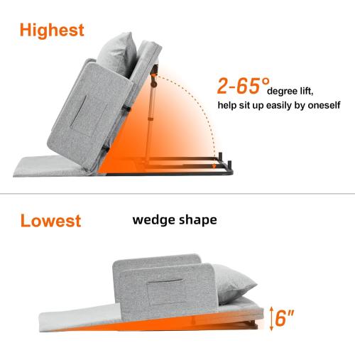 Electric Power Lifting Adjustable Bed Back Rest for Patient Back Lumbar Support, Assist Elderly to Get Out of Bed Easily, Removeable Bedrails with Pocket