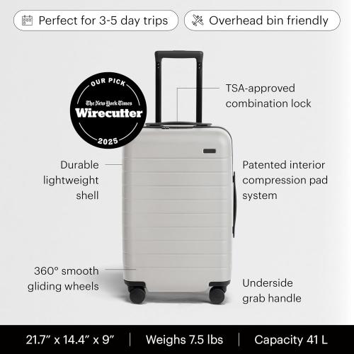 Away The Carry-On Luggage, 22-inch Lightweight Hardside Spinner Suitcase | Durable & Lightweight, Premium 360° Spinner Wheels, Interior Compression System, TSA-Approved Lock, Cloud Gray