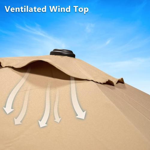 Beige 7.5Ft Patio Umbrella Replacement Canopy Market Yard Sunshade Umbrella Top Cover 7.5Ft