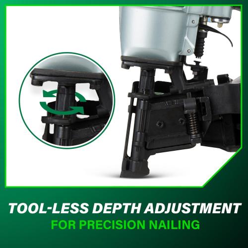 Metabo HPT Roofing Nailer, Pro-preferred Pneumatic Power Nailers, Ideal for Asphalt Roofing Shingles, 16 Degree 7/8″ to 1-3/4″ Roofing Nails, NV45AB2