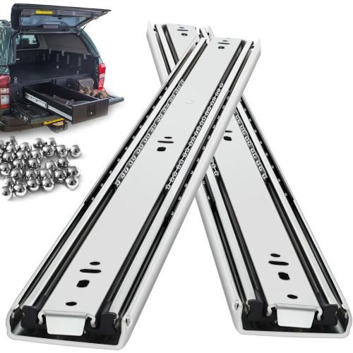 Heavy Duty Drawer Slides Full Extension Side Mount 14 16 18 20 22 24 26 28 30 32 34 36 40 Inch 150 Lbs Metal Dresser Cabine Rails Tracks Glides Runner 1 Pair (Without Lock, 14 Inch)