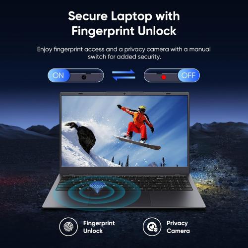 Coolby 15.6inch Laptop, 12GB RAM/256GB SSD, 1920x1080 IPS Display, Intel N95(Beats N5095) Quad Core Laptop Computer, Support Fingerprint