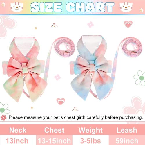 2 Sets Bow Tie Small Dog Harness and Leash Set
