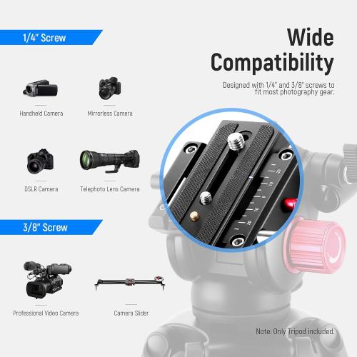 NEEWER 79/200cm Video Tripod, Heavy Duty Aluminum Alloy Camera Tripod Stand with 360° Fluid Drag Head, QR Plate Compatible with Canon Nikon Sony and Other DSLR Camera Camcorder, Load Up to 17.6lb/8kg