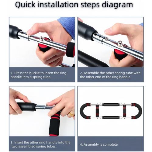 Black and Red Twister Arm Exerciser,80-110lb Adjustable Spring Workout Bar, Forearm Triceps Chest Enhanced Exercise Strengthener,Portable Home Fitness Equipment, Detachable Design Fitness Anywhere