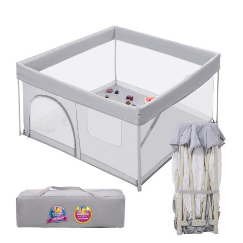 Babelio Foldable Baby Playpen 46 × 46, Portable Playard for Babies and Toddlers, Parents' Picks Awards Winner, No Assembly Required, Indoor & Outdoor Kids Safety Play Pen Area, Travel Fence, Grey