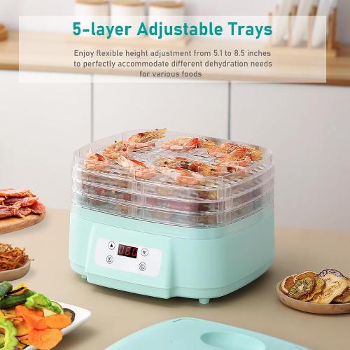 Color Blue Food Dehydrator 5 Trays Adjustable Temperature Fruit Meat Dehydrator For Jerky Machine