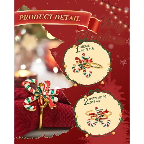 Set of 12pcs Christmas Napkin Rings, Gold Metal Napkin Ring Holder Bluk for Christmas Party Favor Wedding Dinner Table Decoration