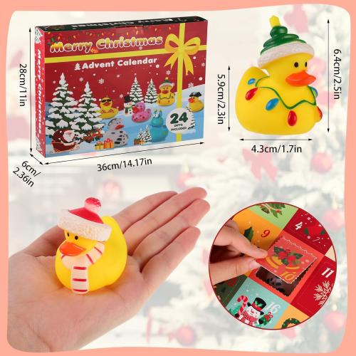 Rubber Duck Advent Calendar 2025, 24 Days Christmas Rubber Ducks Countdown Calendar 24 Pcs Christmas Ducks Advent Calendars Stocking Stuffers Bath & Pool Toys for Kids Boys Girls