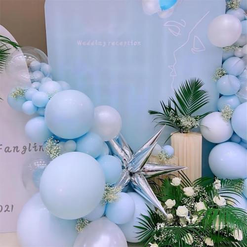 130pcs Light Blue Balloons Garlands Kit, 18 12 10 5 Different Sizes Pack Blue Latex Balloon Arch for Birthday Baby Shower Wedding Gender Reveal Party Decorations(With 2 Ribbons)