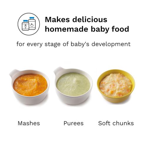 Baby Brezza One Step Baby Food Maker Deluxe – Auto shut Off, Dishwasher Safe Cooker and Blender to Steam   Puree Organic Food for Infants   Toddlers - Set of 3 Pouches   3 Funnels
