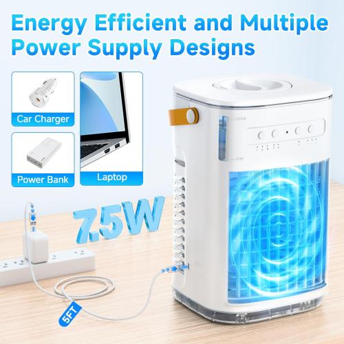 FANCOLE 4-IN-1 Small Air Conditioner w/ 2 Ice Packs, 16.5ft Remote, 1200ML Tank, 7H Smart Timer, 3Speed & 2Cool Mist Personal Air Conditioner, 7-Color Light Portable AC Unit for Bedroom Cover 100Sq.ft