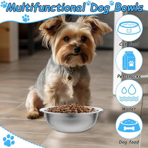 15PCS Metal Dog Bowls Bulk Stainless Steel 1.5-2 Cups of Dry Food Thickened Dog Bowl Travel Kennel Food and Water Dish, Pet Bowls Replacement for Medium Size Dogs Cats, Dishwasher Safe