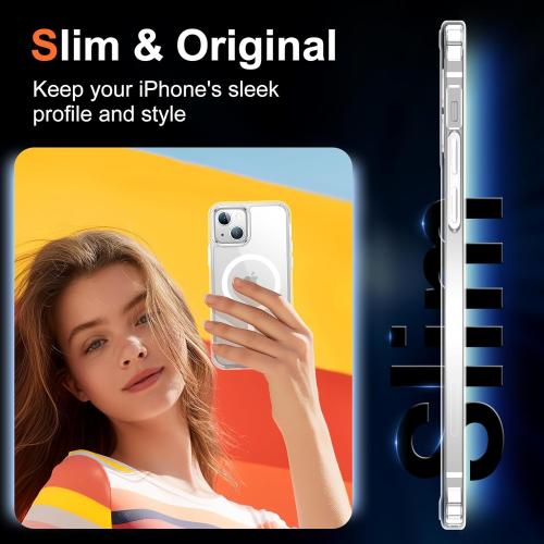 Temdan for iPhone 15 Case Clear, [Compatible with Magsafe][Anti-Yellowing][Military-Grade Protection] Shockproof Slim Phone Sleeve Case for iPhone 15, Clear