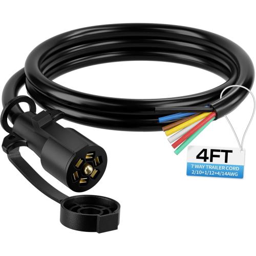 Deluwire 4FT 7 Pin Trailer Plug, Heavy Duty Trailer Wiring Harness