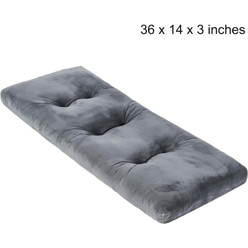 Bench Cushion, Non-Slip Tufted Bench Cushions for Swing, Shoe Storage, Window Seat (36x14, Dark Grey)
