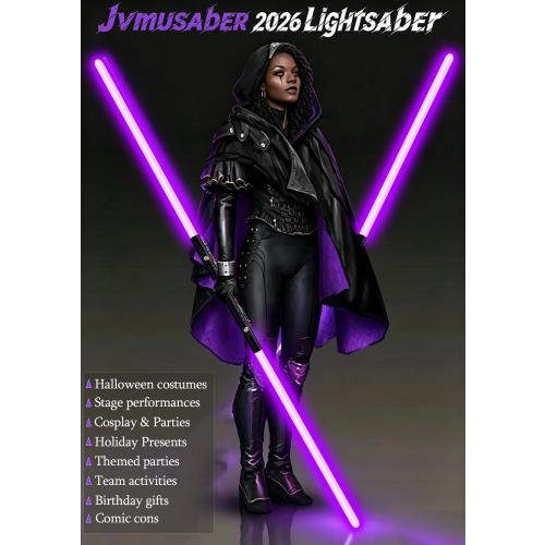 jvmusaber Lightsaber, 2-in-1 Dueling Light Saber 20 Colors for Adult-2PCs | 4 FX Sound and Motion Sensors Metal Hilt Dueling Light Saber Theme Parties Halloween Decoration Cosplay Birthday Gifts