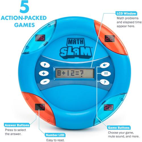 Educational Insights Math Slam - Interactive Math Games, Basic Algebra Game for Learning Addition and Subtraction, Handheld Kids' Electronics, Self Teaching STEM Learning Tools for Kids Ages 5