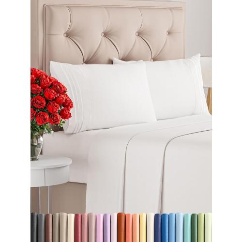 White King Size 4 Piece Sheet Set - Comfy Breathable & Cooling Bed Sheets Set - Hotel Luxury Bedding for Women, Men, Kids, Teens, Boys & Girls - Deep Pockets, Soft, Wrinkle Free - Oeko-Tex - Antique White