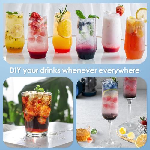 WIBIMEN Ice Cube Tray with Lid and Bin - Round Ice Trays for Freezer with Lid - Ice Cube Trays for Freezer with Ice Container (0.8-2PACK Blue)