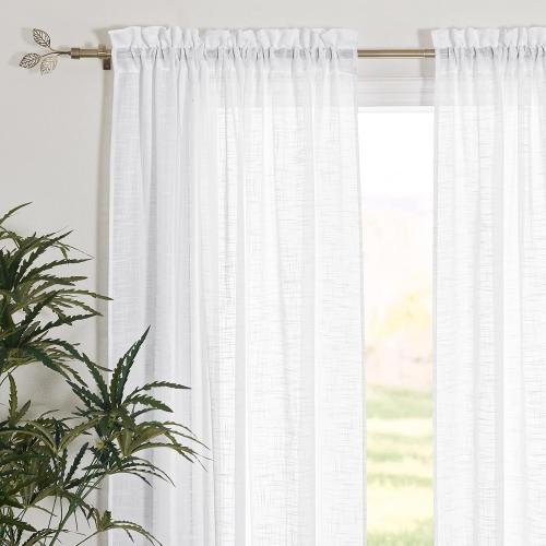 RYB HOME White Sheer Curtains 72 inches, Light Filtration Privacy Protection Thick Heavy Textured Short Curtains for Home Office Dormitory, W 42 x L 72 inches, 2 Panels Set