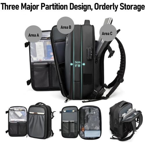 Vacuum Backpack Travel,  Expandable Vacuum Seal Compression Air Back Backpack with Type C Interface and Password Lock, No Need Pump, for Men Women Travel