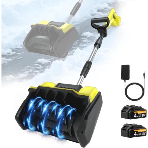 Cordless Snow Shovel, 21V Electric Cordless Snow Blower with Battery and Charger, 19FT Throw Distance, Lightweight 9.9lb for Driveway, Steps, Patio, Sidewalk(Yellow)
